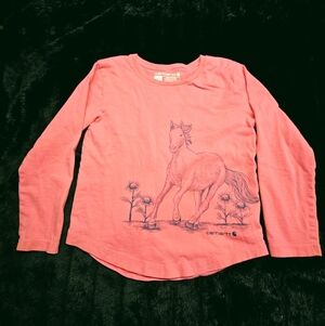 Carhartt Girls' Pink Long-Sleeve Horse Graphic Tee - Coral Pink